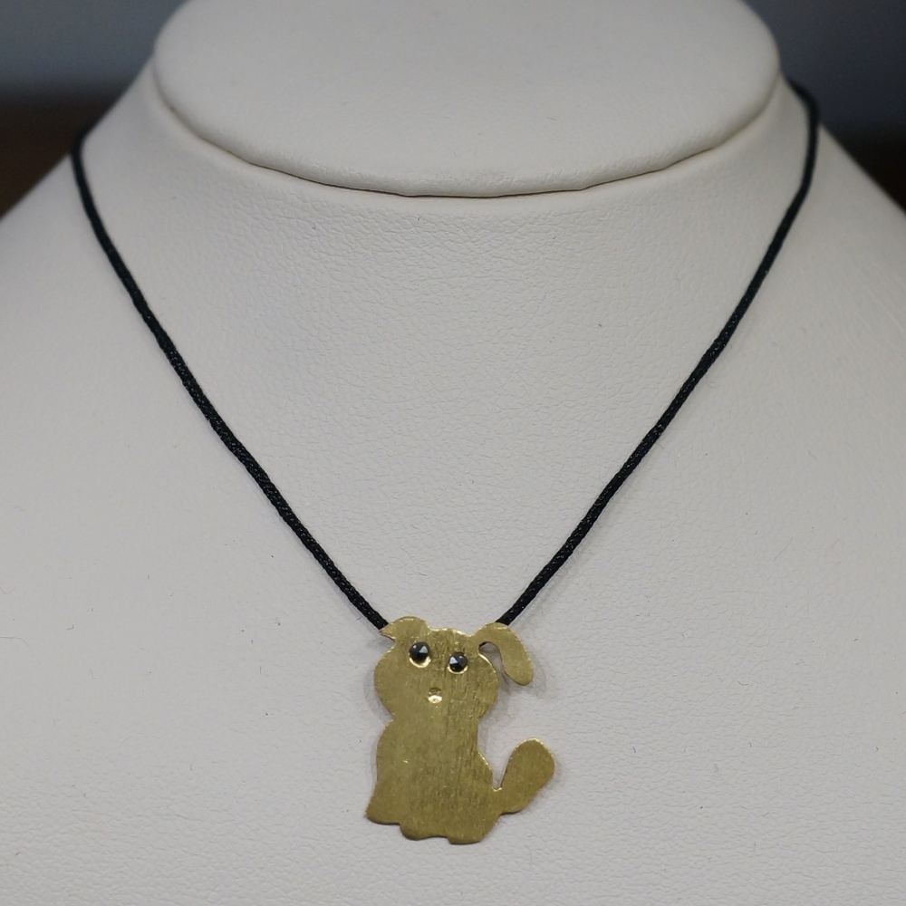 Sterling Silver & Gold Plated Dog Pendant W/Cord - Picture 2 of 7